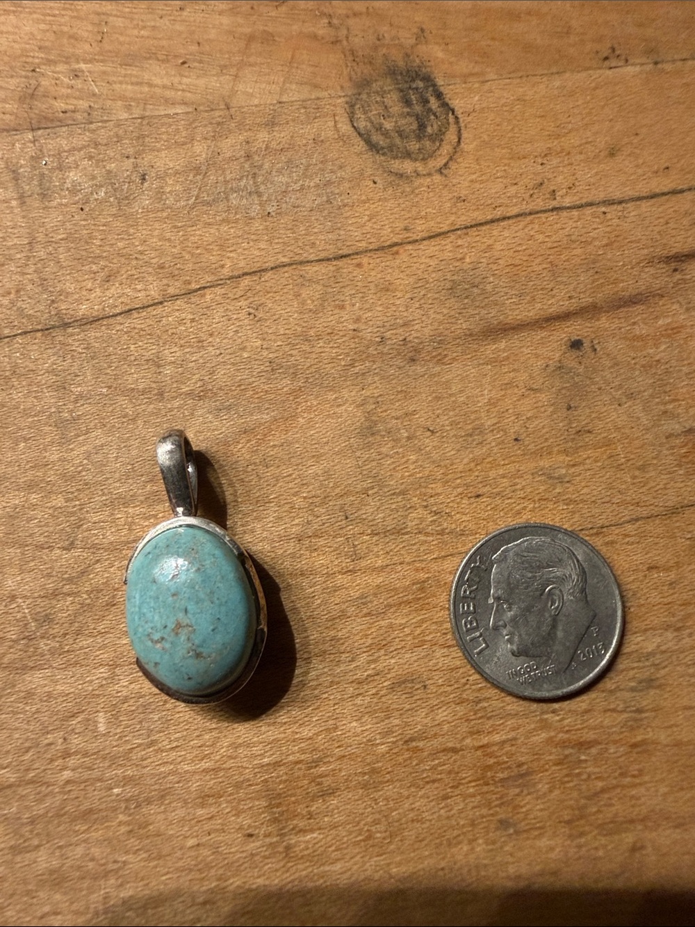 Artisan handmade Sterling Silver Turquoise Oval Pendant